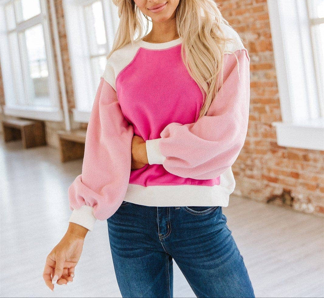 Color Block Plush Sweatshirt